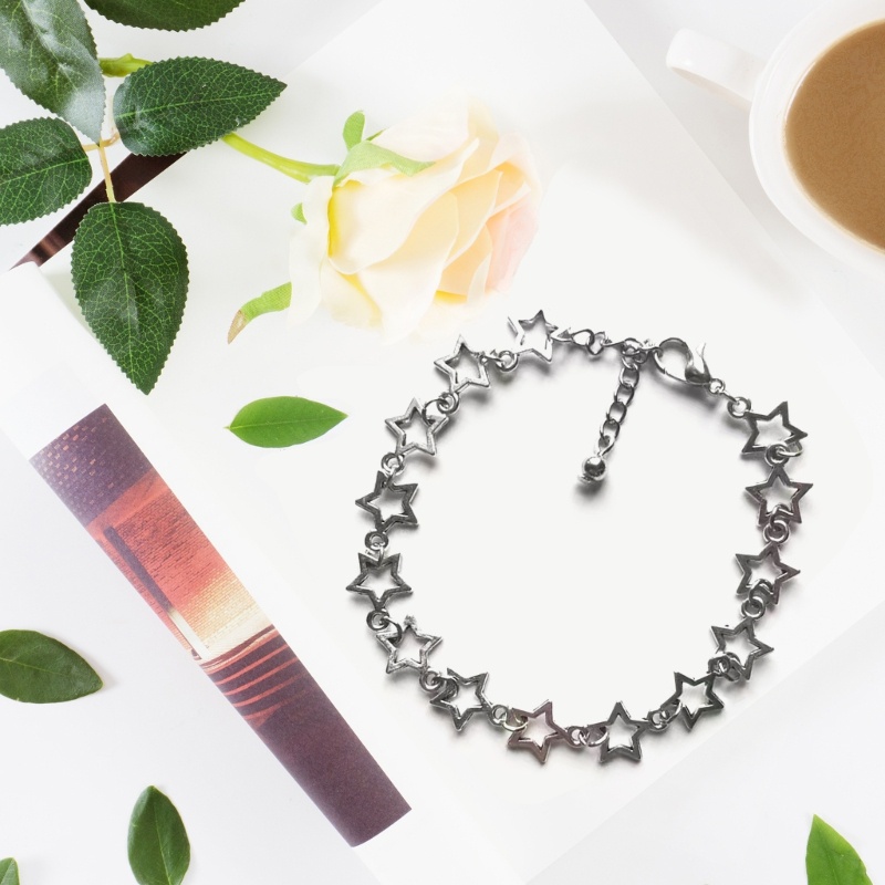 Coo Vintage Shiny Star Pentagram Chất liệu hợp kim Vòng tay cho nữ Vòng tay ngọt ngào