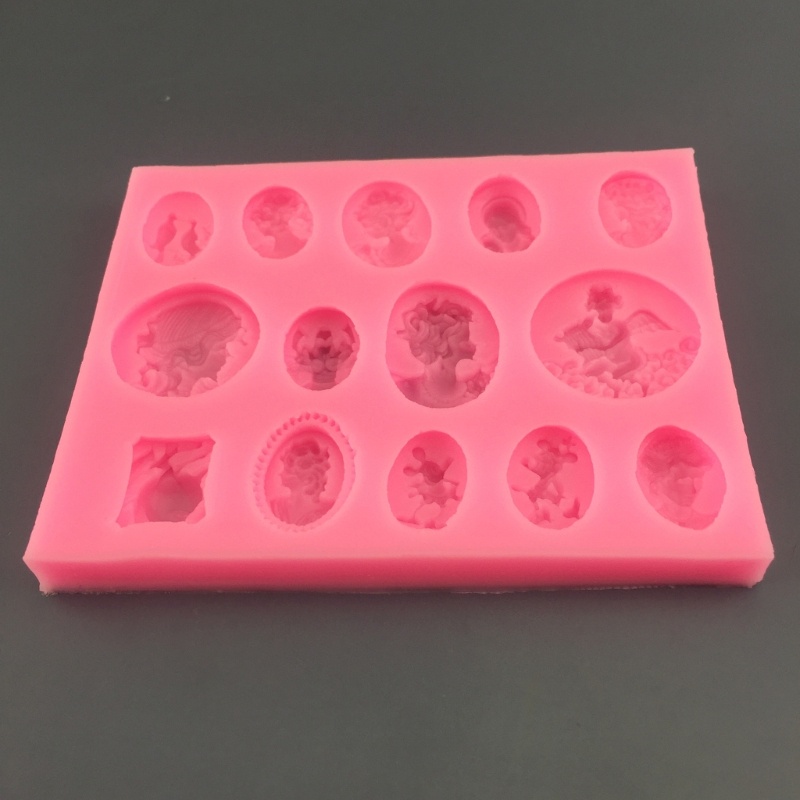 YU 3D Giảm Chân Dung Khuôn Nướng Bánh Silicon Dụng Cụ Trang Trí Bánh Fondant Khuôn