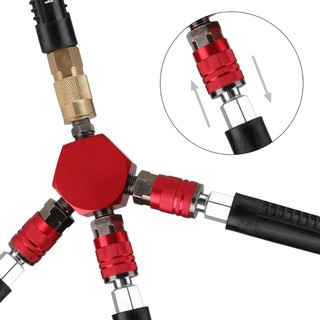 HL 3-Way 1 4Inch Hex Style Air Manifold với khớp nối và phích cắm Bộ chia khí