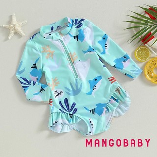 Mgg-kids Bé Gái Bikini Dài Tay Đồ Bơi Đứng Cổ Biển In Hình Động Vật Đồ Bơi Cho Bãi Biển Mùa Hè