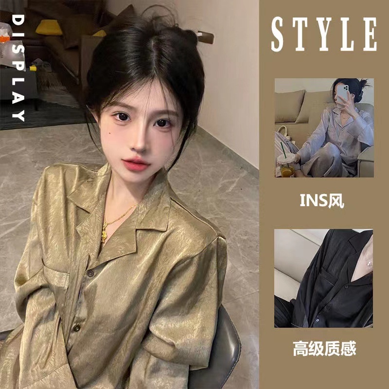 Bộ Đồ Ngủ Tay Dài Phong Cách Xuân Thu Cao Cấp Có Thể Mặc Ở Nhà / Ngoà