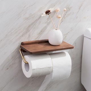 MANDY HOME  Giá Đỡ Cuộn Giấy Vệ Sinh Gắn Tường Bằng Gỗ Kèm Hộp Đựng Điện Thoại Di Động Tiện Lợi