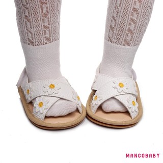 Mgg-baby Girls Giày đế bằng chống trượt Họa tiết đính hoa Dép đế mềm Trắng / Vàng / Hồng
