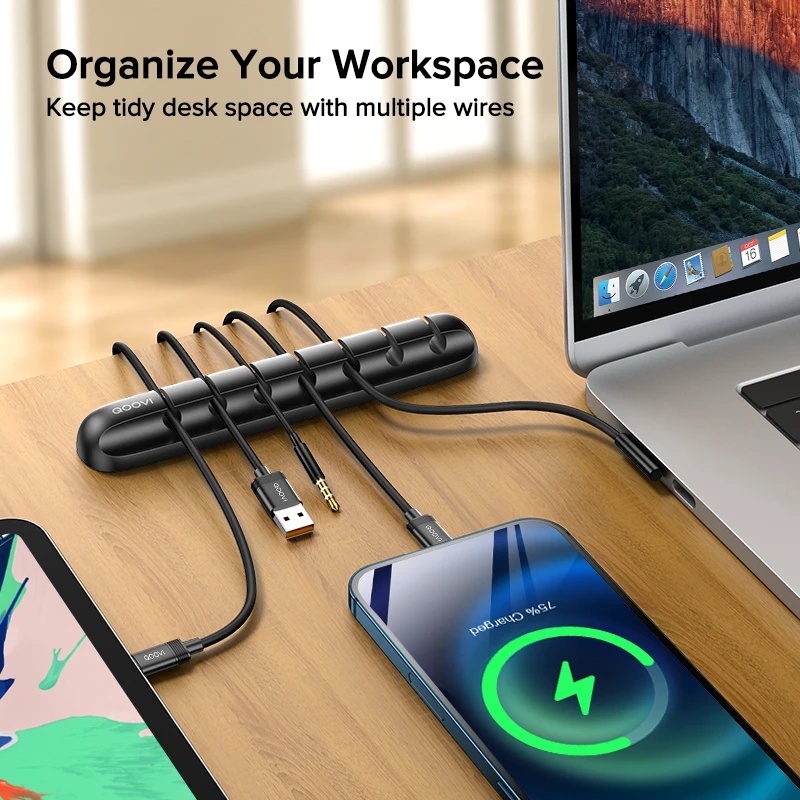 Kẹp Giữ Dây Cáp USB Bằng Silicone Tự Dính Tiện Lợi