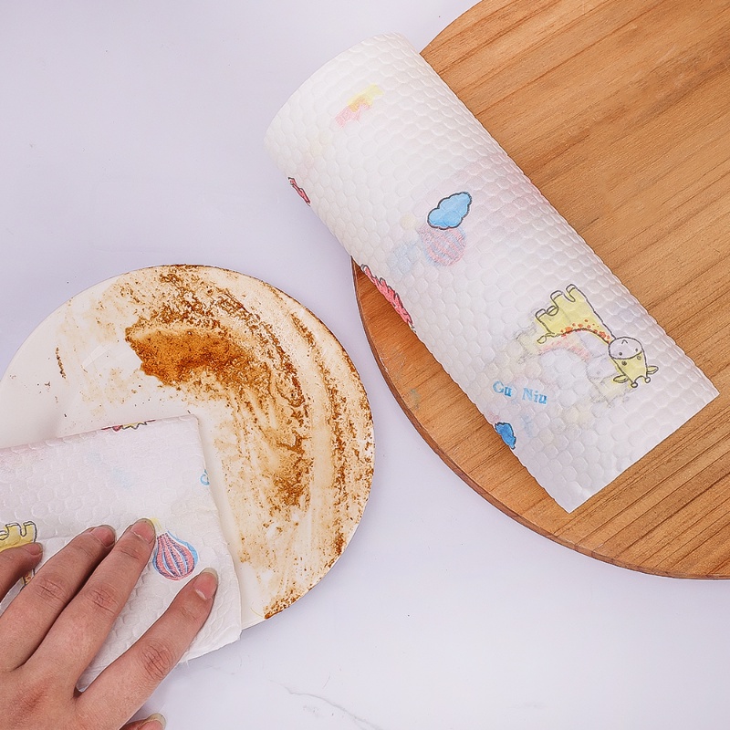 Cuộn Khăn Lau Chén Dĩa Dùng 1 Lần Bằng Vải Không Dệt Có Thể Tái Sử Dụng