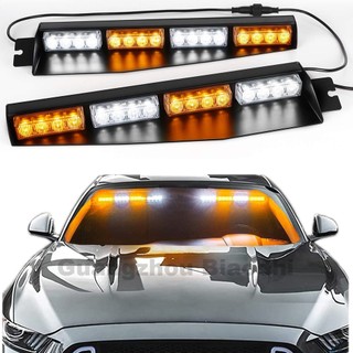 Xe Tải Nội Thất Hổ Phách Trắng 32 LED Tấm Che Đèn Thanh Kính Chắn Gió Dash Nhấp Nháy Đèn Cảnh Báo Khẩn Cấp Đèn Chia 12V 24V