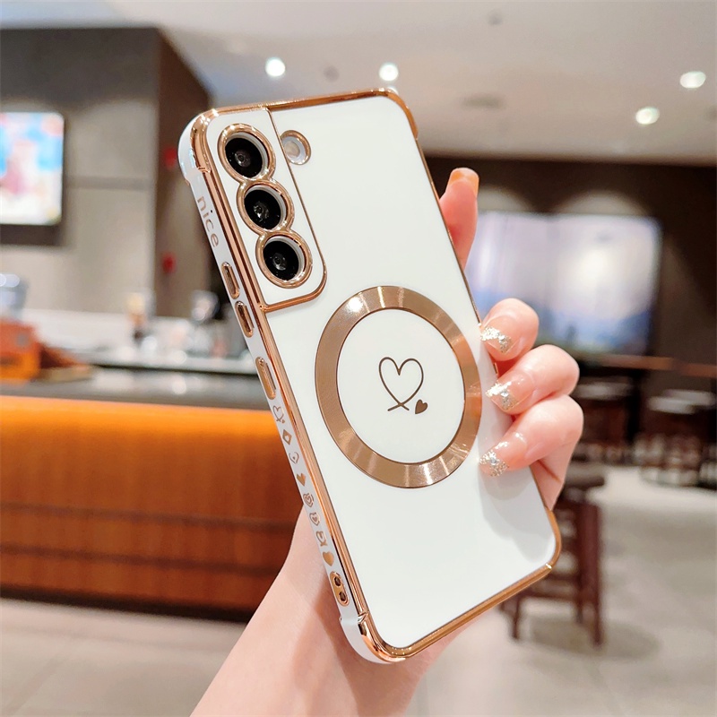 Ốp Điện Thoại Mạ Từ Tính Sang Trọng Cho Samsung Galaxy S22 Ultra S22 Plus S21 FE Plus Coque Samsung S20 FE