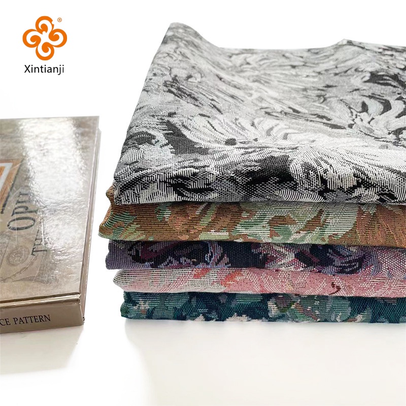 Phong Cách Retro Hoa Jacquard Vải DIY Bàn Vải Nhà Túi Mua Sắm Quần Áo Cotton Polyester Sợi Nhuộm Đầm Vải 1 Mét TJ7465