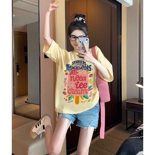 Áo thun tay ngắn phong cách Hàn Quốc cho nữ chất liệu cotton