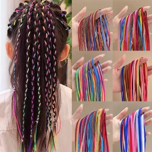 Bộ 100 Dây Ruy Băng Buộc Tóc Nhiều Màu Sắc Dễ Thương Cho Bé Gái