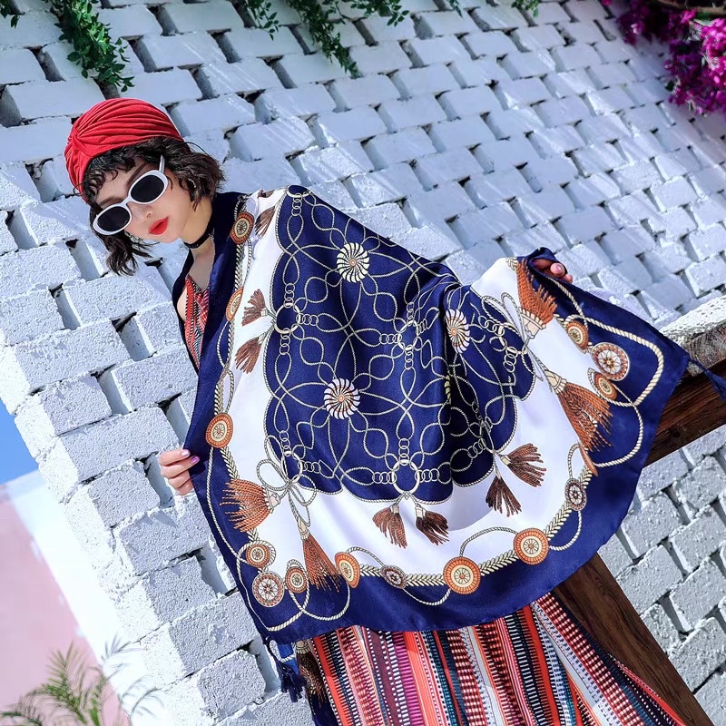 Khăn BOHO Đi Biển Nữ, Khăn Choàng Cổ Họa Tiết Thổ Cẩm Nhiều Màu Đa Dạng Mẫu Mã Siêu Dễ Thương 90x180cm - HOTI - KCB012
