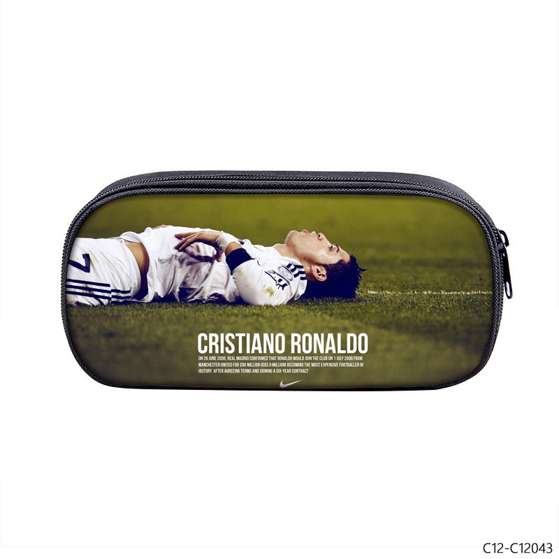 HK1 Cristiano Ronaldo Bóng Đá Interlayer Hộp Đựng Bút Sinh Viên Bảo Quản Văn Phòng Phẩm Hộp Dung Tích Lớn Cá Tính KH