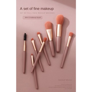 [ALIENBENSON] Set 8 Cọ Trang Điểm Mini Lông Mềm Và Hộp Đựng Hình Bánh Macaron Hoàn Hảo Cho On-The-Go Touch Ups
