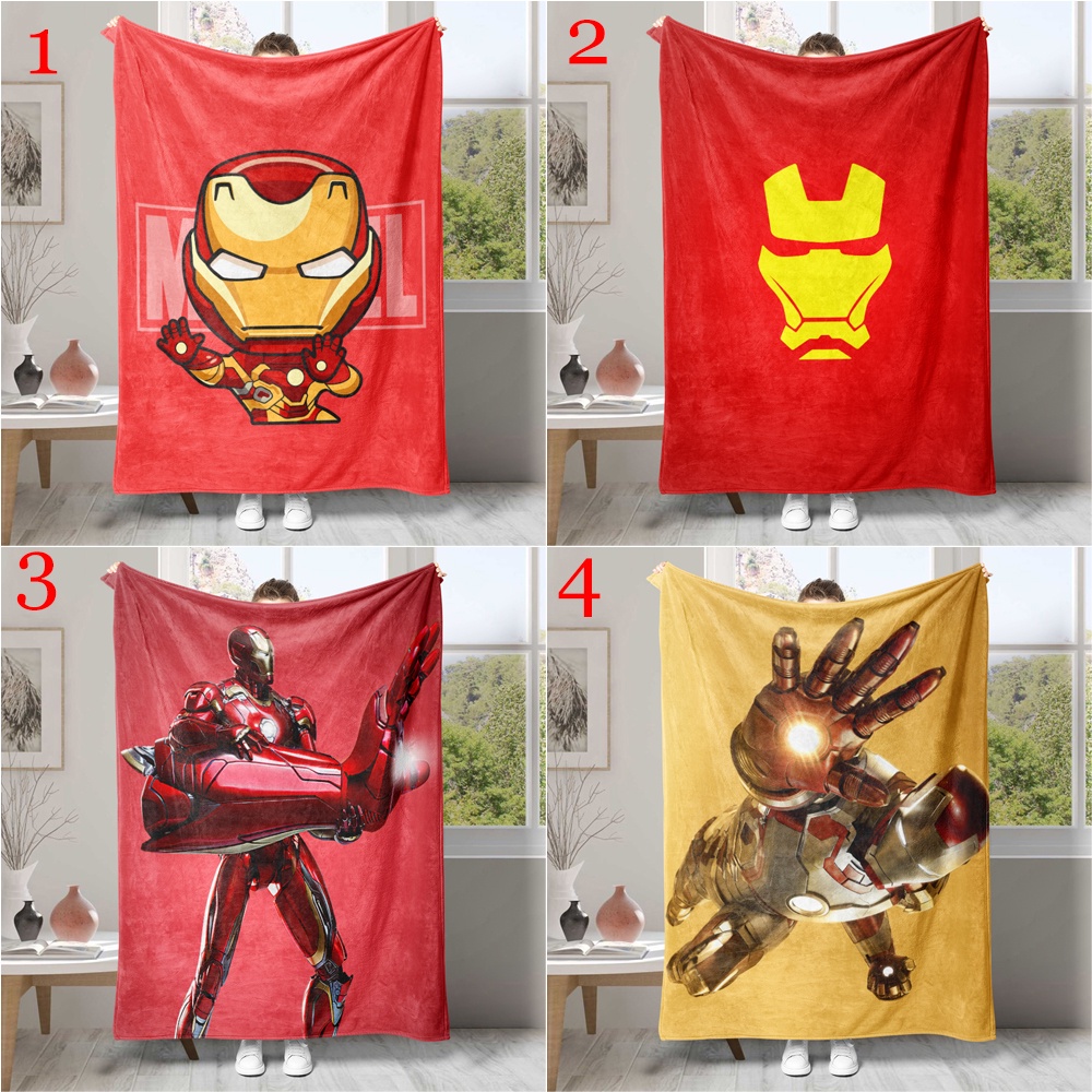 Chăn flannel Điều Hòa Không Khí In Hình iron man Một Mặt Làm Quà Tặng Tốt Nhất Cho Mọi Người