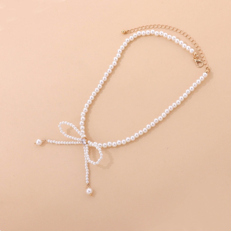 Elega Ngọc Trai Tinh Tế Nơ Vòng Cổ Dành Cho Nữ Thanh Lịch Vintage Thời Trang Cổ Trang Sức Nữ Ánh Sáng Sang Trọng Cổ Choker