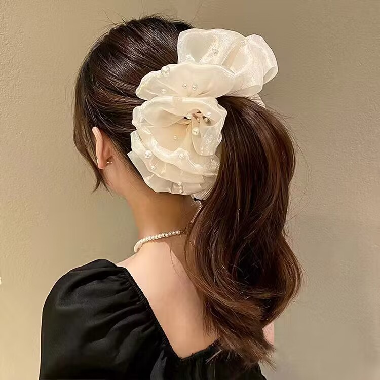 Kẹp Tóc Đám Mây Voan Đính Hạt Ngọc Phong Cách Retro Thanh Lịch Phụ Kiện Tóc Nữ Và Bé Gái Empoli