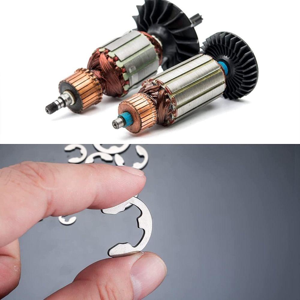 FANIELLAPOWELL 120 Chiếc Kẹp Tròn E-Clip, Nhẫn Giữ Hình Chữ E Inox, Bộ Kẹp Nhẫn Chụp Bạc Vòng Tròn
