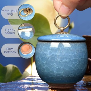Ngày làm bánh Tro con người Urn, Urn gốm Mini nhỏ, Urn xanh chung, Niêm phong tốt để lưu trữ tro hỏa táng.