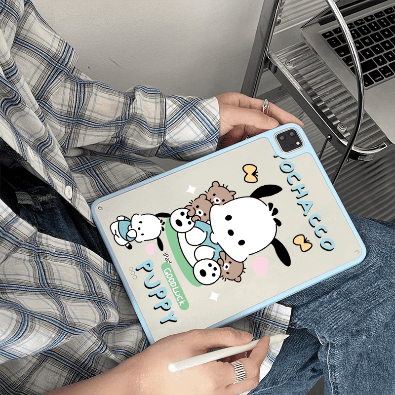 Vỏ nhựa Acrylic cứng Puppy và Pochacco họa tiết Vỏ tương thích với IPad 7 8 9 10th Air3 Air4 Air5 10.9 "Pro10.5 10.2" Pro11 Air11 A16 2025