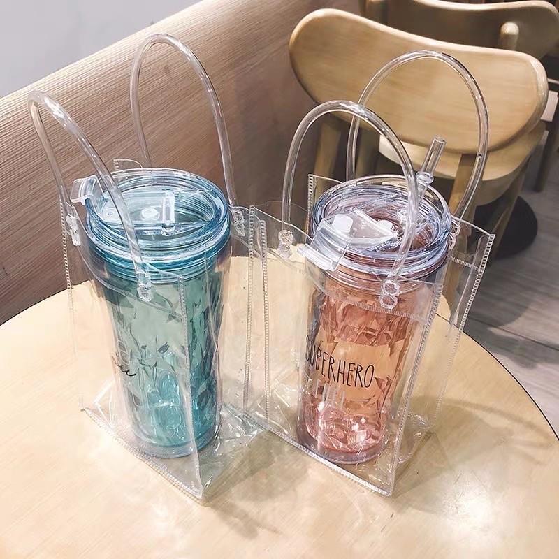 set 5 Túi trong suốt đựng bình giữ nhiệt  có tay cầm tiện lợi đựng đc nhiều loại bình