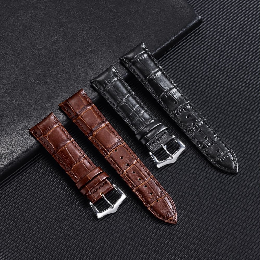 Dây Đeo Đồng Hồ Bằng Da Bò Thật 14-22mm Chống Nước In Họa Tiết Cây Tre Thông Dụng Cho Nam Và Nữ