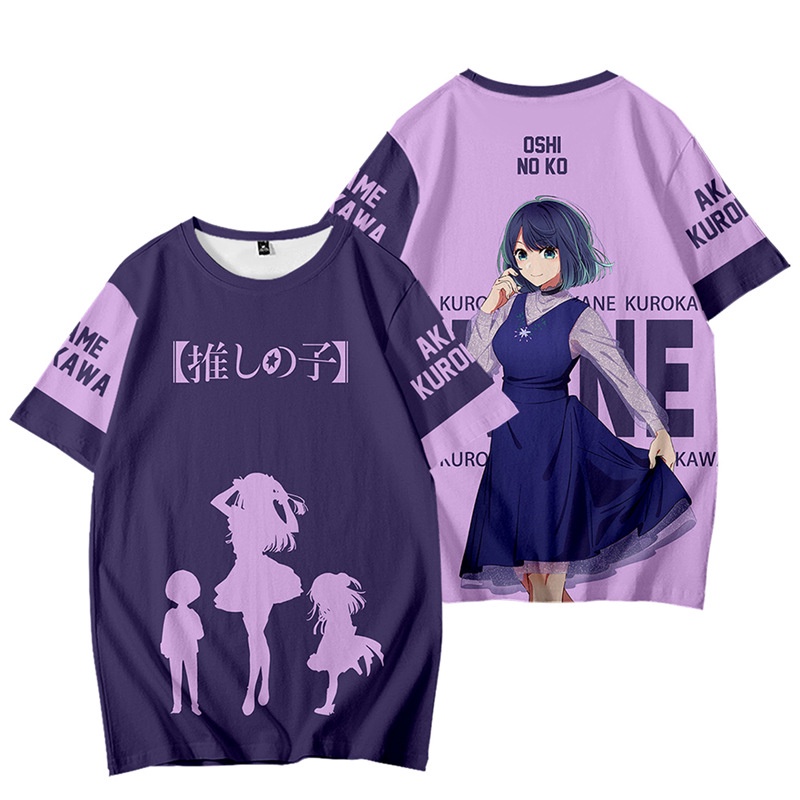 GC1 Oshi no Ko Anime Áo Thun Unisex Áo Sơ Mi Tay Ngắn Top Cosplay Hoshino Ai Arima Kana Kurokawa Akane 3D Tee Plus Siz