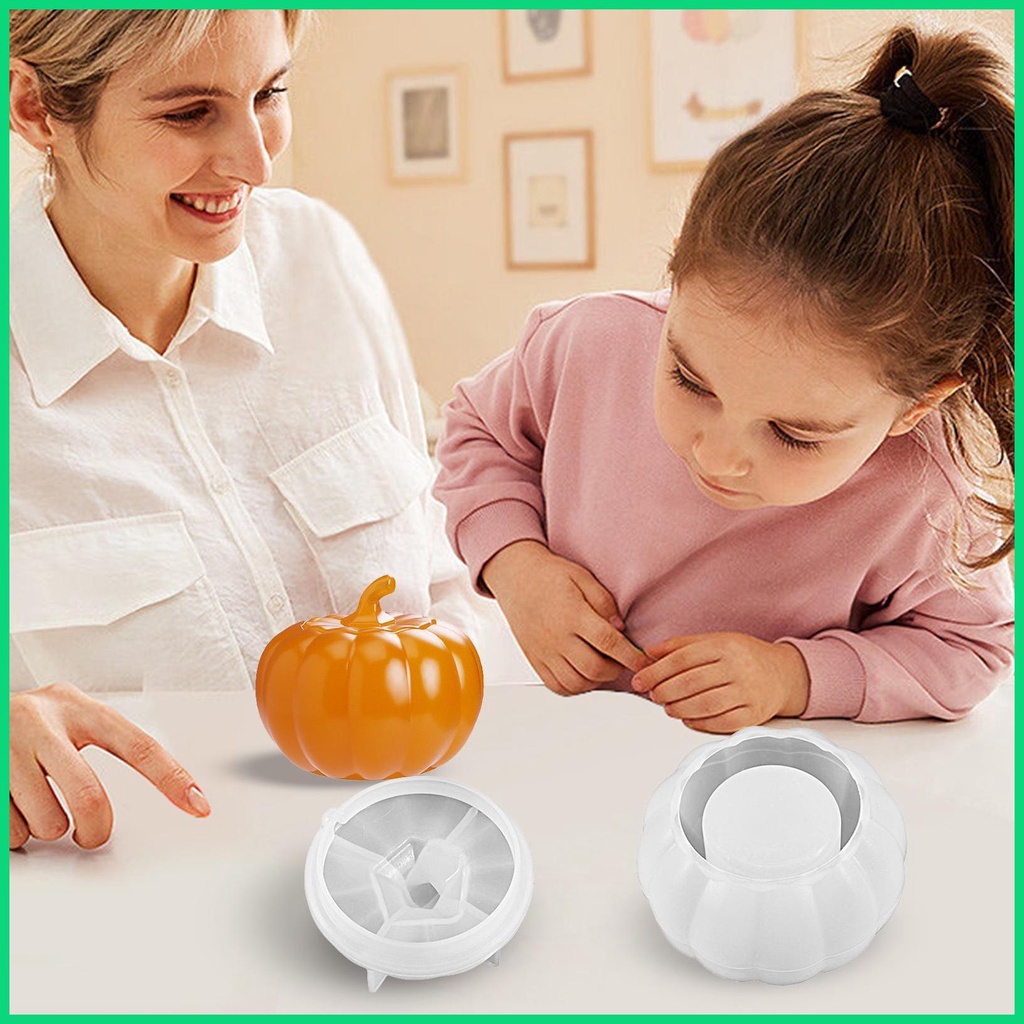 Khuôn Silicone Làm Hũ Bí Ngô Halloween Có Nắp Dễ Tháo Gỡ DIY