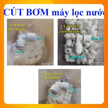 Cút bơm nối nhanh ren 17 ống dây 6 và 10, cút máy lọc nước, máy phun sương, 6-6 hàng Xịn