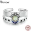 Bamoer Bạc 925 Nhẫn Cặp Đôi Ngày Lễ Tình Nhân Mặt Trời Trăng Sao Phong Cách Trang Sức Cho Cặp Đôi Quà Tặng