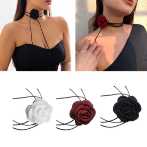 Vòng cổ cổ Mya Vòng cổ cổ mát mẻ Retro-Đen Vòng cổ Camellia Vòng cổ Choker