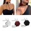 Vòng cổ cổ Mya Vòng cổ cổ mát mẻ Retro-Đen Vòng cổ Camellia Vòng cổ Choker
