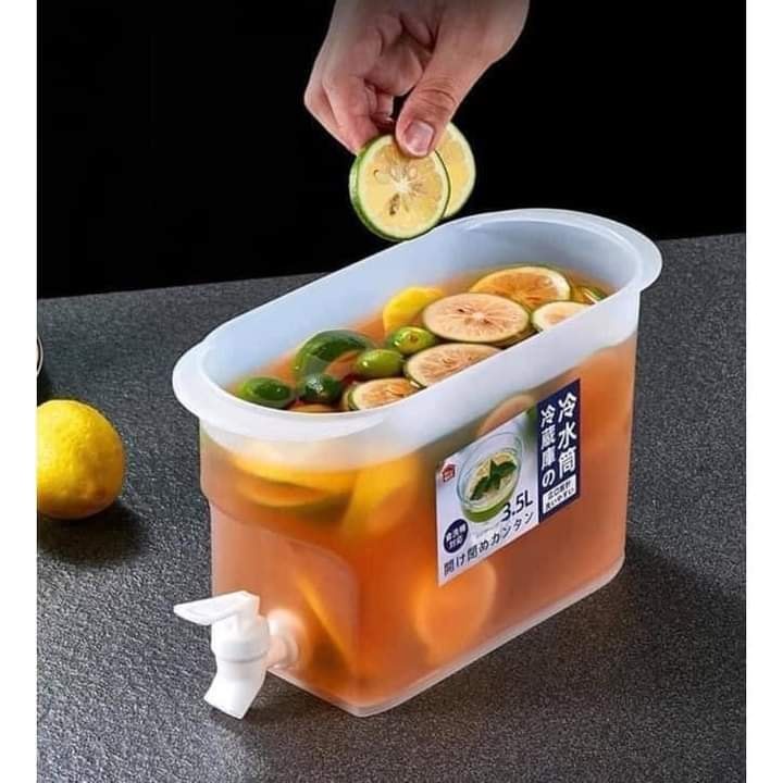 Bình Nước Có Vòi Để Tủ Lạnh, Nhựa Dẻo PP Cao Cấp, Công Nghệ Nhật Giữ Nhiệt, Dung Tích 3.5L