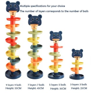 Tháp bóng lăn ROOMYCO 1 2 3 năm Đồ chơi giác quan Phát triển cho bé Đường xếp chồng Montessori