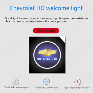 2 cái / bộ đèn cửa ô tô chevrolet đèn chào mừng không dây cruze spin onix omega sonic aveo captiva spark colorado astra tracker led light cartoon hd 3d projector phụ kiện