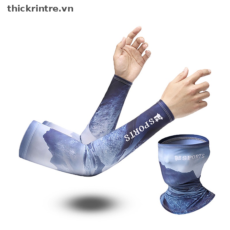 THI Mùa Hè Làm Mát Cánh Tay Tay Bao Mặt Cổ Ống Khăn Bộ Thể Thao Câu Cá Đi Xe Đạp Ngoài Trời UV Che Nắng Cổ VN