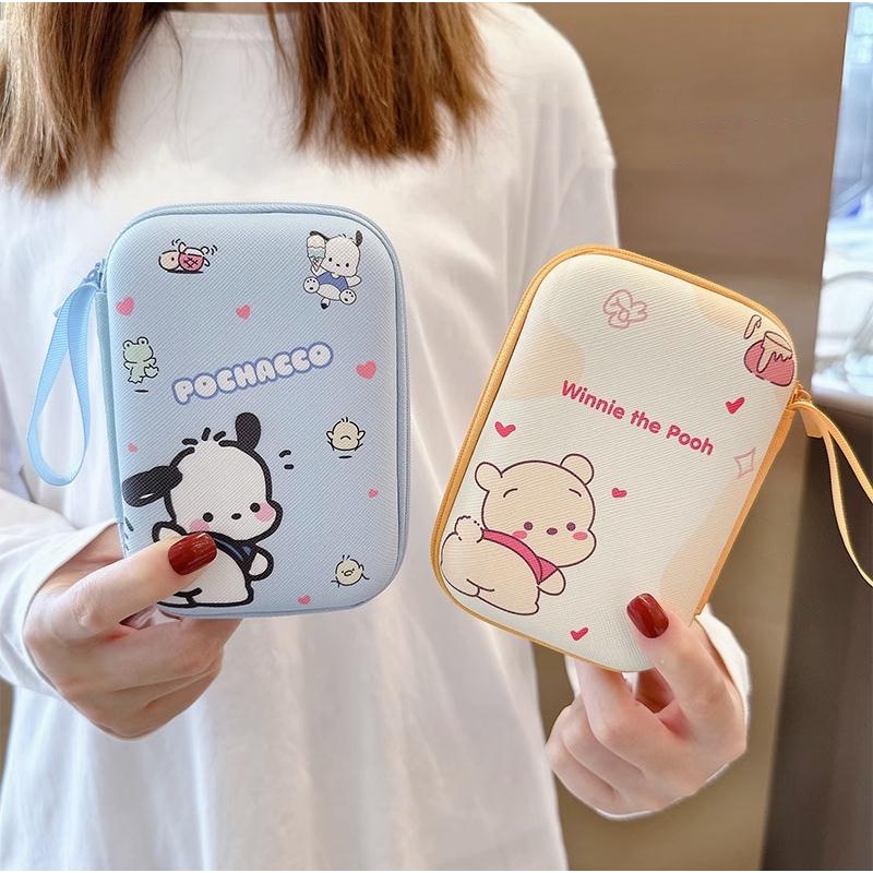 Túi Đựng Dây Cáp Sạc Tai Nghe USB Họa Tiết Kuromi Losto Dễ Thương Tiện Dụng Mang Theo Du Lịch