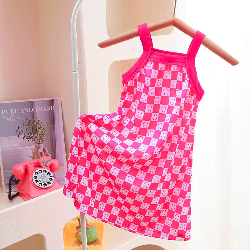 Sản phẩm mới Đầm Sling Bé Gái Mùa Hè Trẻ Em Hoa Băng Lụa Đầm Công Chúa B3GE