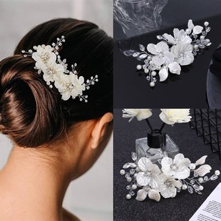 Trâm Cài Tóc Hình Hoa Đính Ngọc Trai Trắng Phong Cách Trung Hoa Thời Trang Cho Cô Dâu