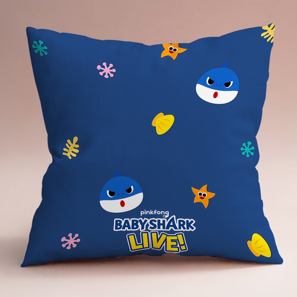 Vỏ gối Baby Shark In hình một mặt Vỏ gối sofa phòng khách Xe hơi Quà tặng Đệm Trang trí nội thất Quà tặng cho trẻ em (Không có lõi)
