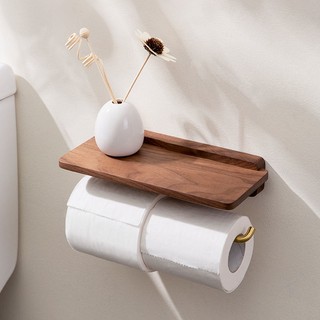 MANDY HOME  Giá Đỡ Cuộn Giấy Vệ Sinh Gắn Tường Bằng Gỗ Kèm Hộp Đựng Điện Thoại Di Động Tiện Lợi