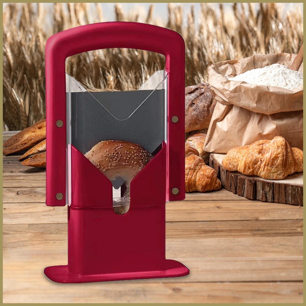 Bagel slicer tay cầm an toàn máy cắt bánh mì bằng thép không gỉ với tấm