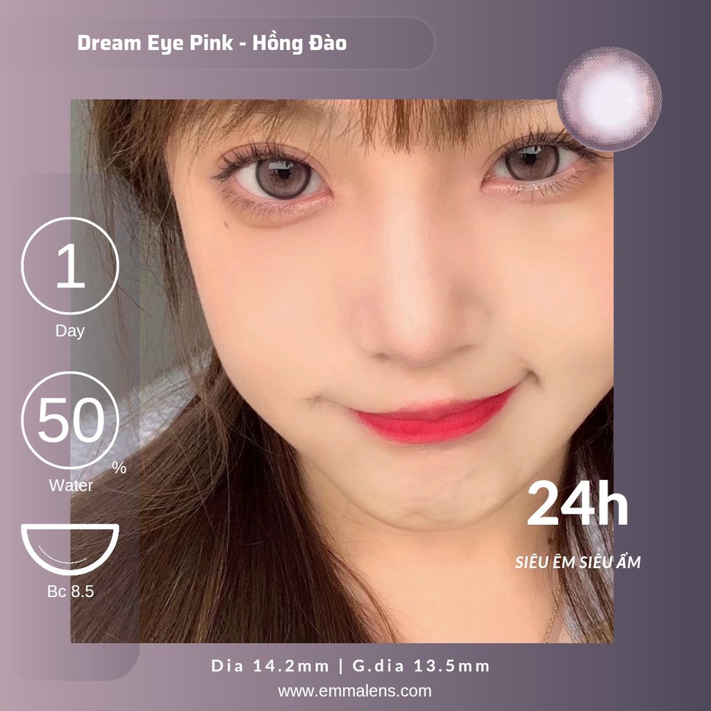 Kính áp tròng 1 Ngày Dream Eye | Lens 1 ngày tím mix viền đen nhũ | Emma Lens