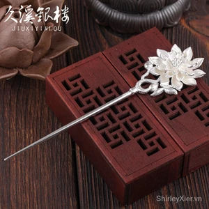 Trâm Cài Tóc Mạ Bạc Hình Hoa Hướng Dương Bằng Đồng Trang trí Hán phục cổ điển