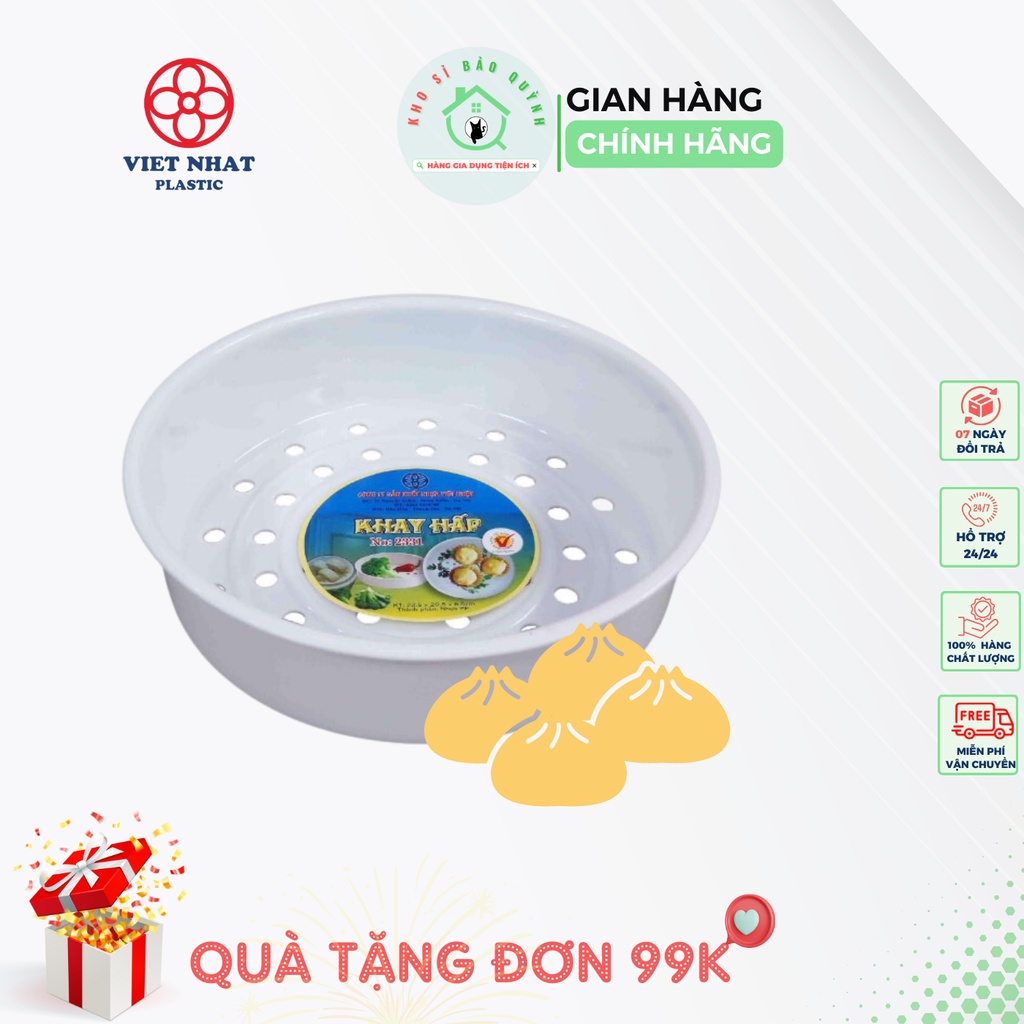Khay hấp thức ăn nhựa Việt Nhật hình tròn (5615) - Xửng hấp đồ ăn, bánh bao, xôi - An toàn tiện lợi