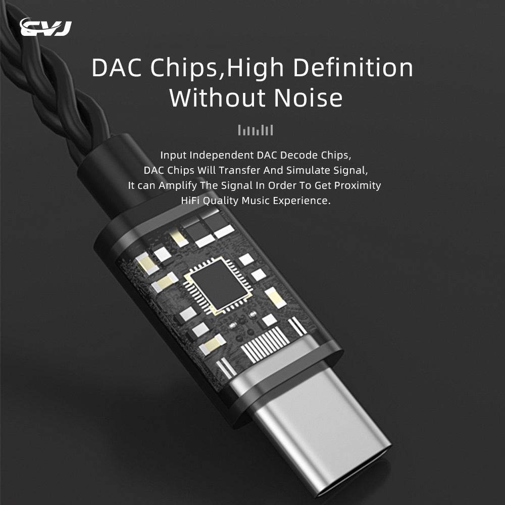Cáp Truyền Tín Hiệu Truyền Tải Âm Thanh CVJ V6 TYPEC HD DAC Cho Tai Nghe KZ