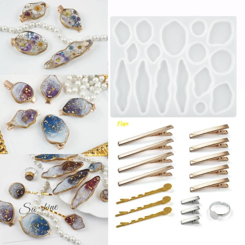 Khuôn Silicone Làm Kẹp Tóc Epoxy Resin Hình Học DIY