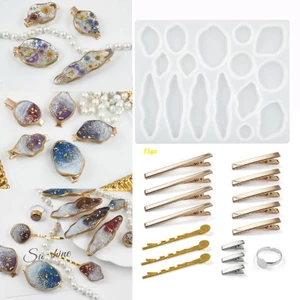 Khuôn Silicone Làm Kẹp Tóc Epoxy Resin Hình Học DIY