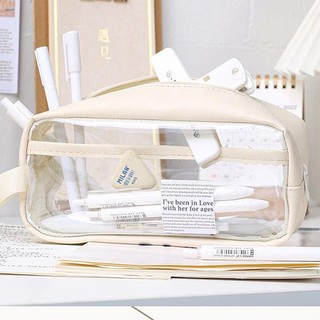 Ins simple pencil case trong suốt dung lượng lớn túi đựng bút không thấm nước hàn quốc cho sinh viên hộp lưu trữ văn phòng phẩm cung cấp trường học