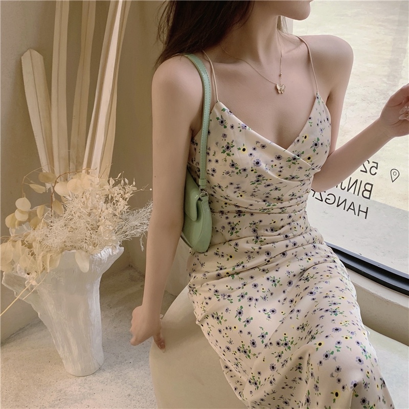 Đầm Hoa Hai Dây Dáng Chữ A Phong Cách Mới
