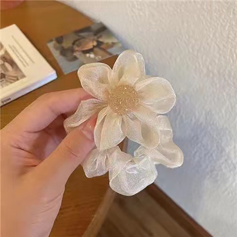 Dây Cột Tóc Lưới Hình Hoa Hướng Dương Đính Đá Lấp Lánh
